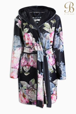 Ted Baker Cream And Black Floral Super Soft Dressing Gown